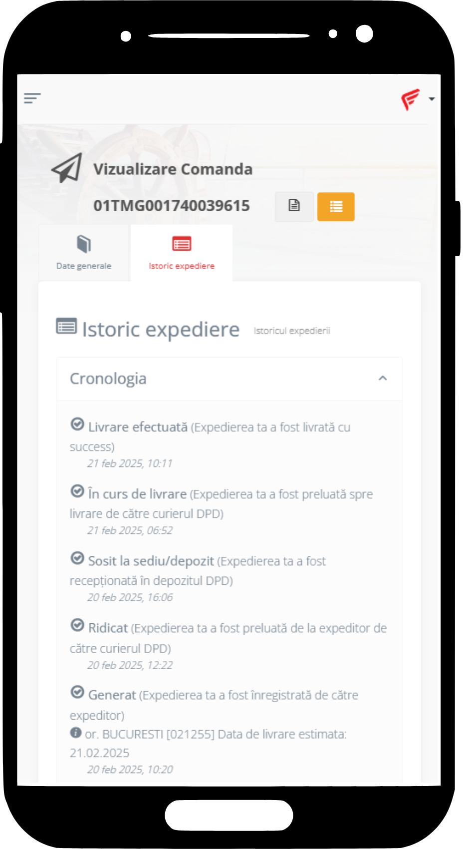 eCourier - screenshot platforma web