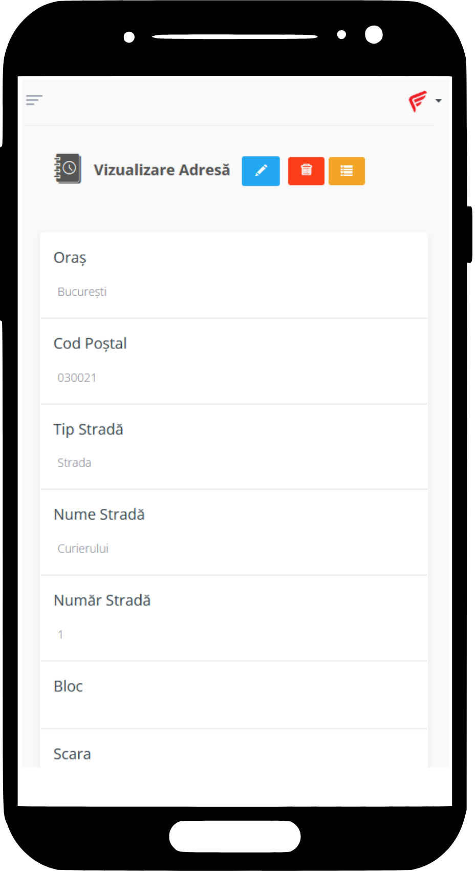 eCourier - screenshot platforma web